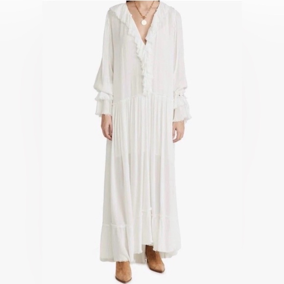 NWT Free People Sweet Darlin Maxi Dress  Sz XS Ivory Oversized - Picture 7 of 14